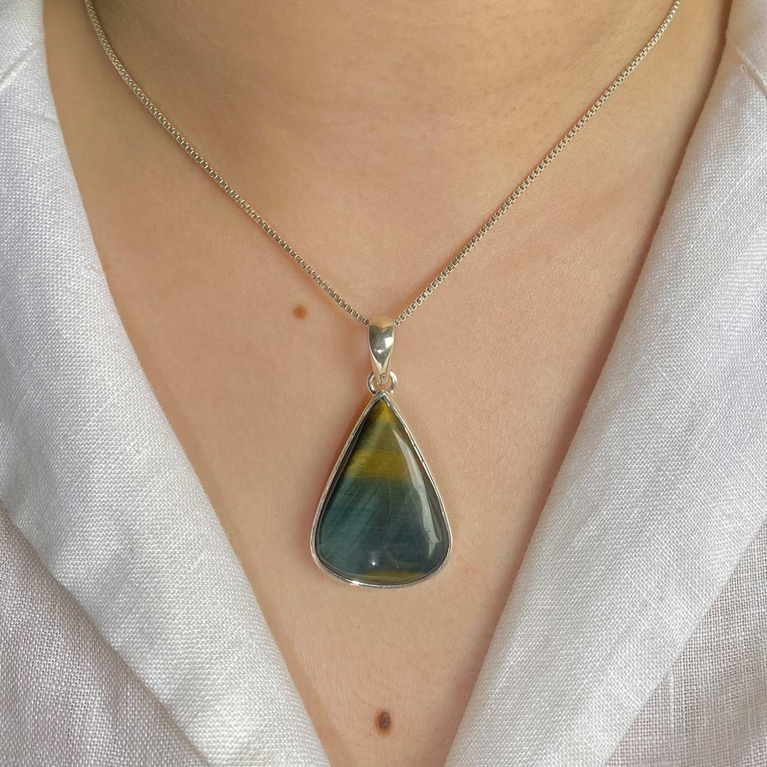 Blue Tiger Eye Pendant-(BTE-P-25.)
